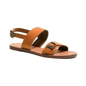 MADEWELL The Boardwalk Buckle Sandal Cognac Smooth Leather Sz 7.5